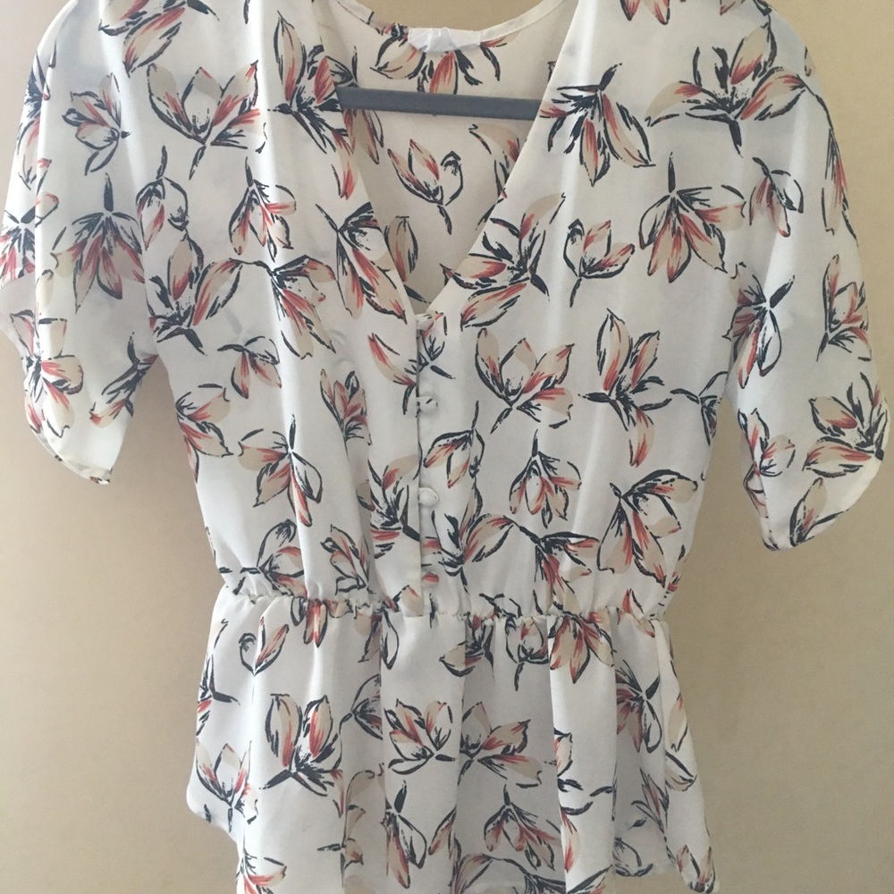 Floral cream sheer blouse